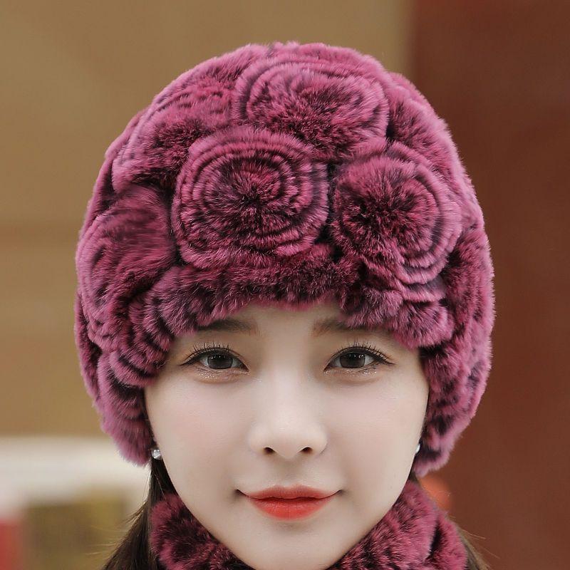 Hut Damenmode Warm Ohrenschutz Strickmütze Schal Set Verdickt