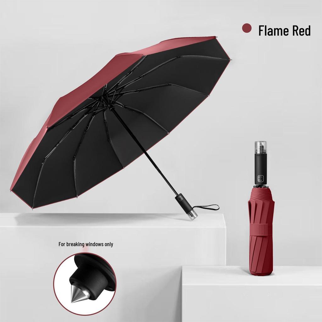 10-Rib Automatic Umbrella: Reinforced for Sun & Rain, Sunshade & Emergency Window Breaking, Customizable Logo, Perfect for Advertising.