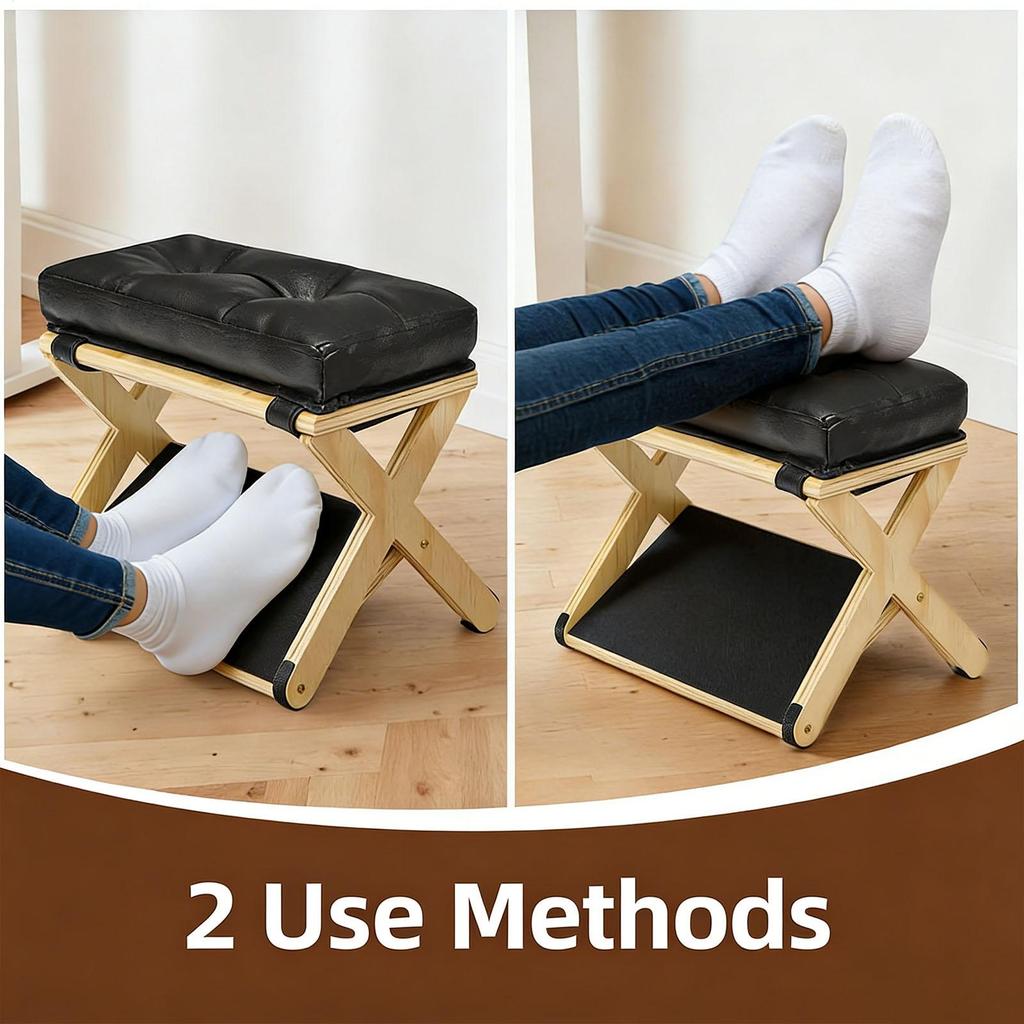 Schreibtisch-Fußhocker Holz Doppellagig Rutschfest Ergonomische Beinablage Büro Schreibtisch-Fußstütze für Zuhause Wohnheim Büro Wohnung Arbeitszimmer