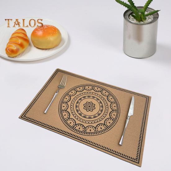 Vintage Letter Placemat Waterproof Heat-Resistant Non-slip Heat Insulation Dishwasher Safe Rectangle Dining Table Protection Decoration Pad