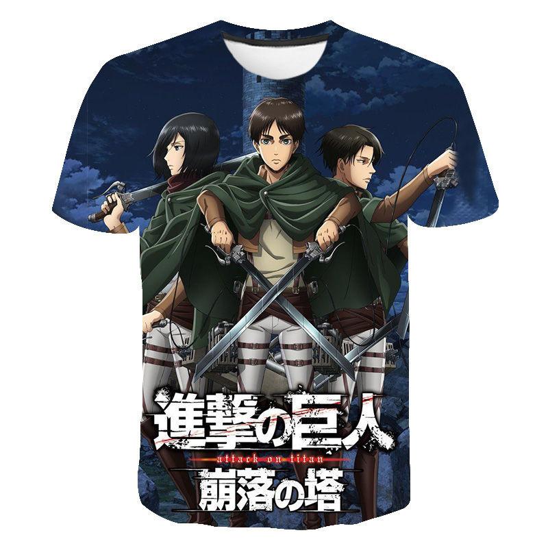 

Attack on Titan Eren Yeager 3D Print T-Shirt, Cool Anime Graphic Design, Breathable Polyester Casual Short Sleeve Tops XS