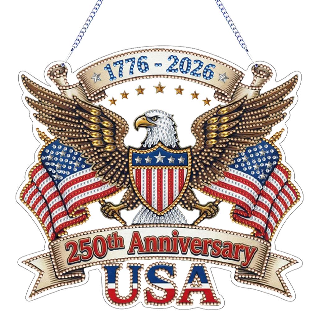 Independence Day Eagle 250th 2D Flat DIY PET Diamond Art Pendant Double-side Pattern Crystal Rhinestone Art Pendants Home Decor