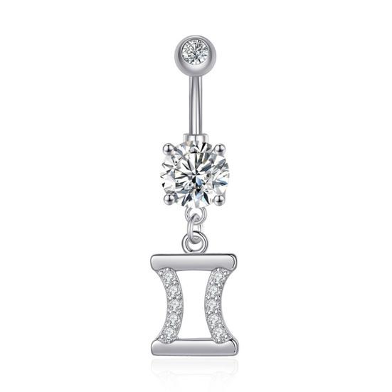 

Кольцо для пупка, антиаллергенное, гладкая поверхность, отличная липкость, изысканное полое декоративное пирсинг с двенадцатью созвездиями A серебряный