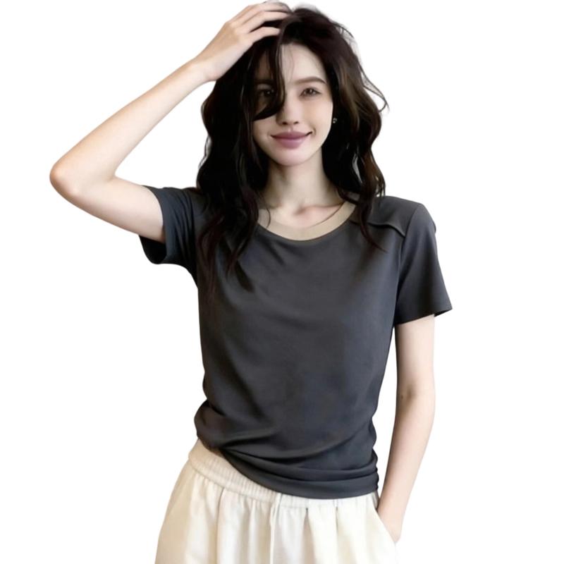 La Chapelle Women s Round Neck Slim Fit T-Shirt S темно-серого
