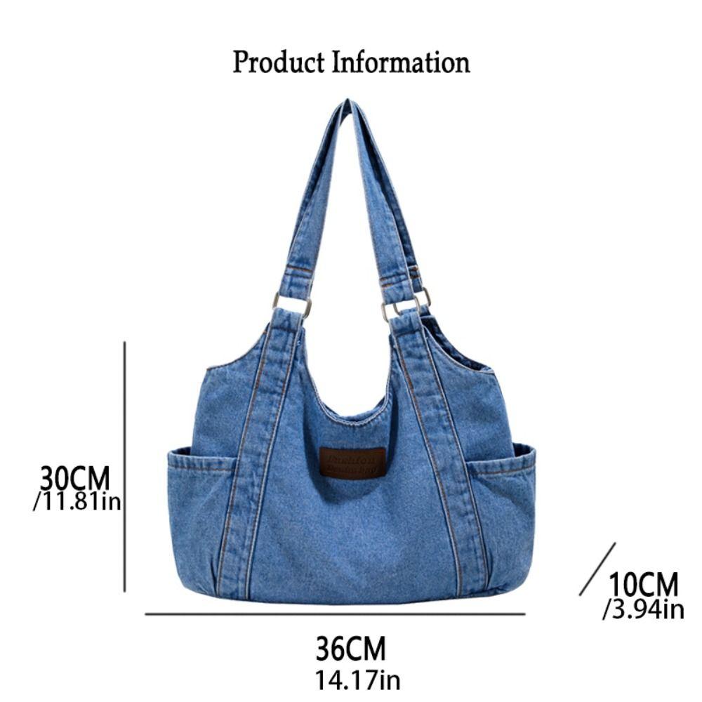 Simple Canvas Tote Bag Korean Style Underarm Packs Fashion Denim Shoulder Bag Girls