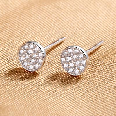 Pendientes de botón redondos de circonita de moda personalizados de Hip-Hop para hombre y mujer, joyería de oreja exquisita y moderna