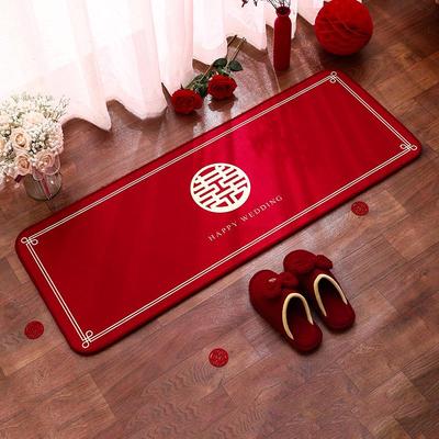 Tapete de Cabeceira de Casamento de Veludo Cristal Vermelho Antiderrapante - Decoração Festiva para Quarto