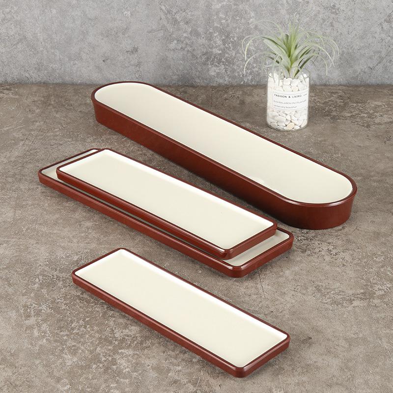 Rectangular Faux Porcelain Melamine Sushi Platter - Artistic Dishware for Hotels and Restaurants