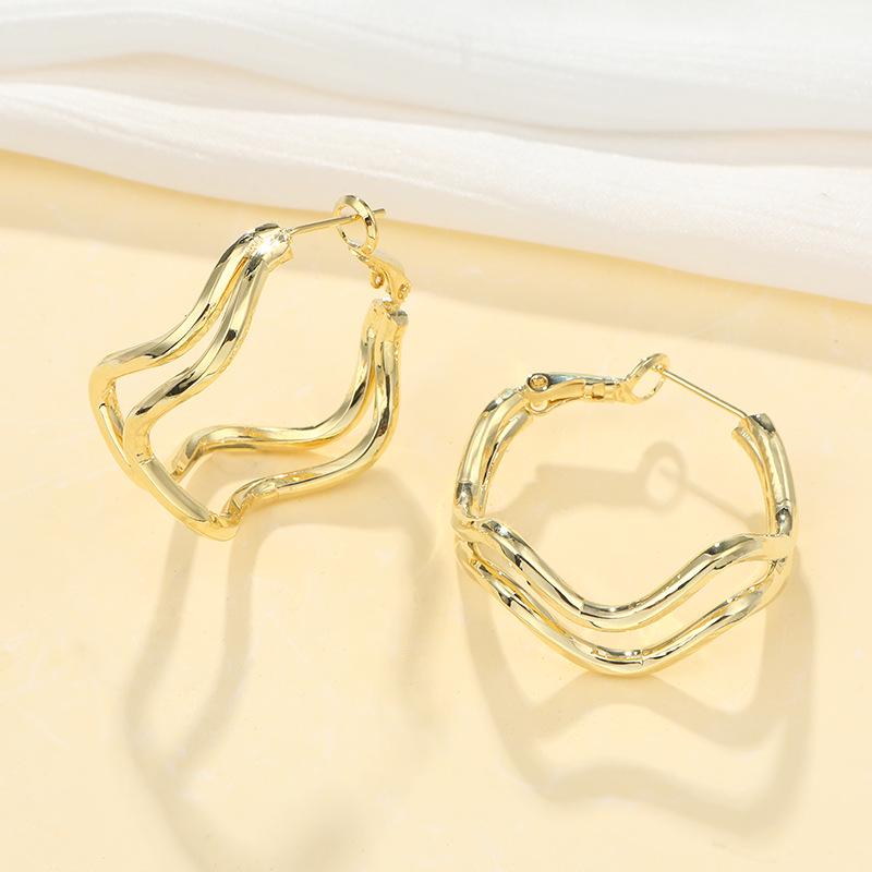Huazi Style Zircon Stud Earrings for Women - Gold-Plated, Non-Fading Luxury Jewelry