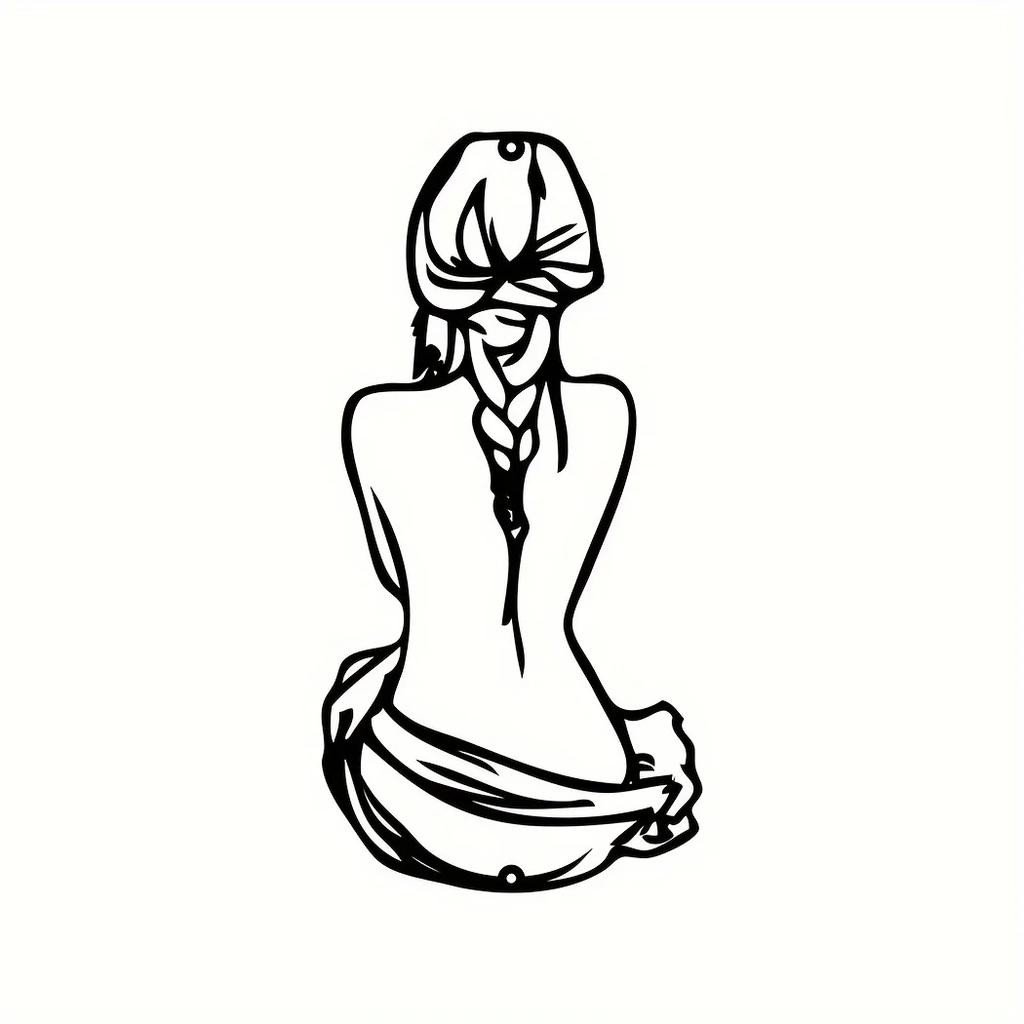 Braid Hair Woman Wall Sign Minimalist Line Art Metal Decor, Modern Woman Shape Wall Art, Stylish Home Accent & Housewarming Gift