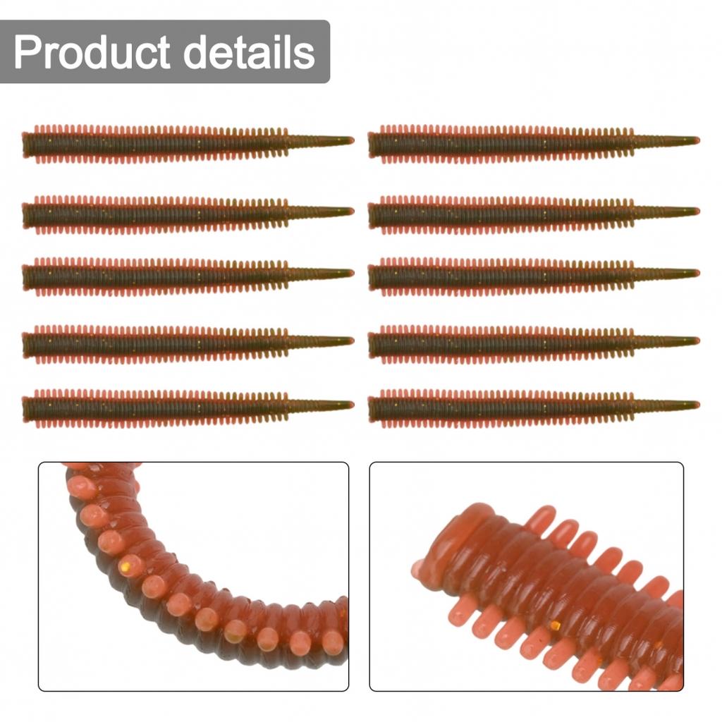 10Pcs Simulation Sand Silkworm Fishing Lure - TPR Soft Bait with Shrimp Fish Scent Stretchable Soft Tear-Resistant
