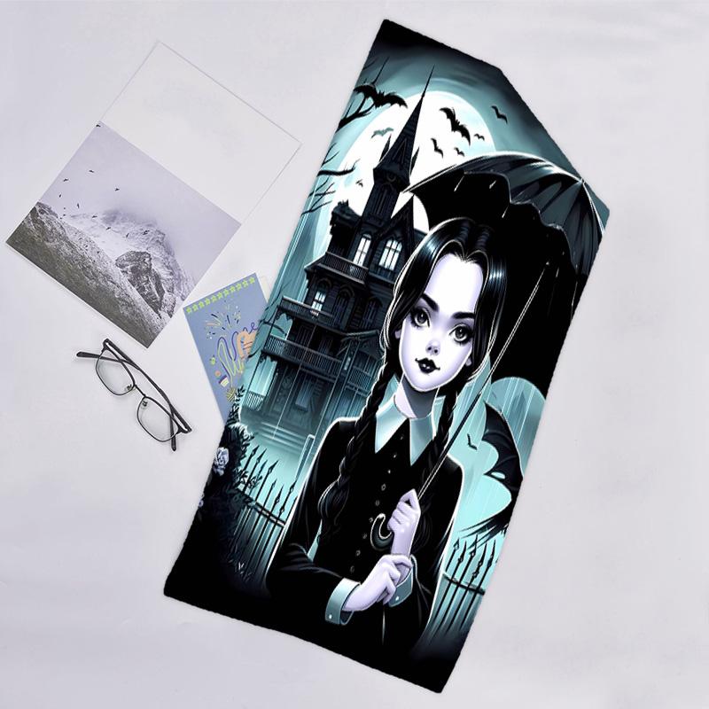 1pc Addams Family Wednesday1 Beach Towel, Sports Cape, Beach and Seaside Swimming Pool Equipment, Fashion Pattern, Rectangular, Travel Essentials