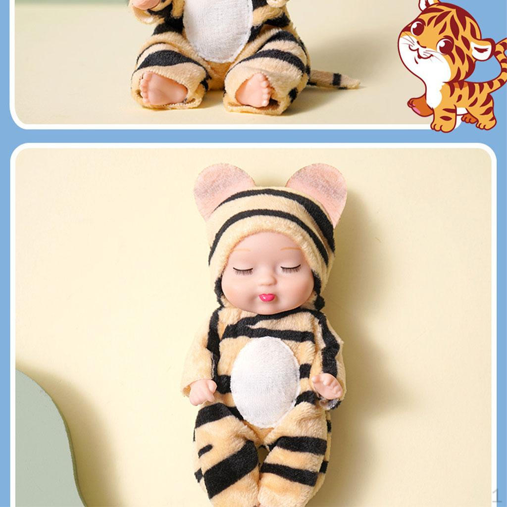 Cartoon Sleeping Animal Accessories Keyring Toy for Birthday Gifts Leopard