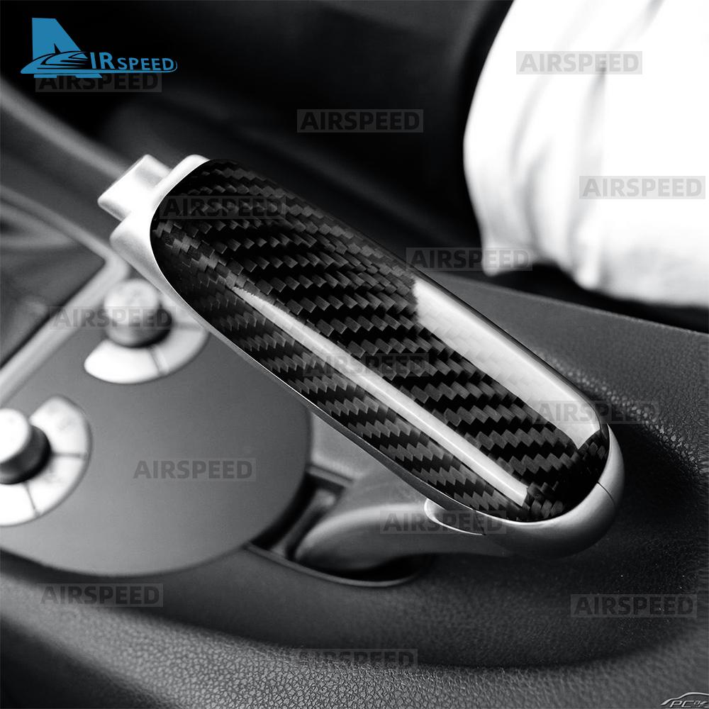 Echte Hart-Trocken-Kohlefaser-Zierabdeckung für Mercedes Benz SLK R171 2004 2005 2006 2007 2008 2009 2010 Auto Handbremsgriffe Schutz