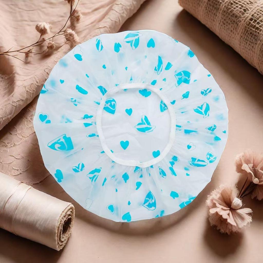 "Assorted PE Shower and Hair Care Caps for Children, Girls, Adults"