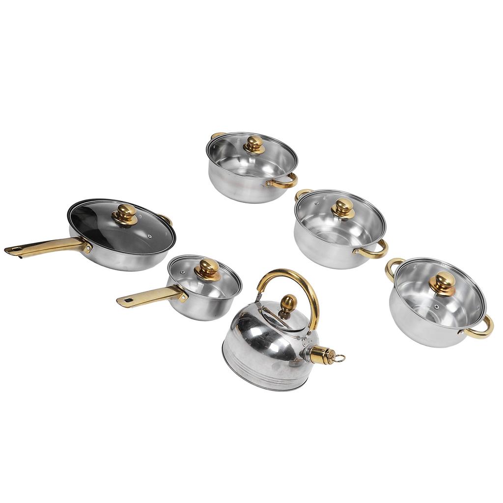 Kochgeschirr-Set aus Edelstahl, rostfrei, stäbchensicher, sicheres Pfannen-Topf-Set für Zuhause, Küche, Restaurant