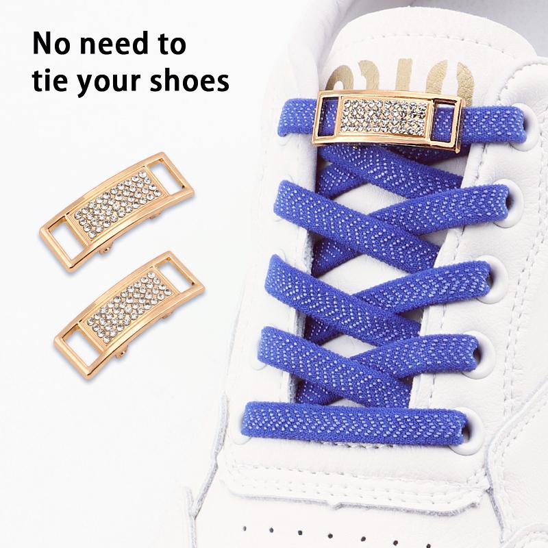 Elastic Laces Sneakers Tennis No Tie Shoe Laces Gold Diamond Buckle Shoelaces Without Ties Flat Shoelace for Shoes Accessories