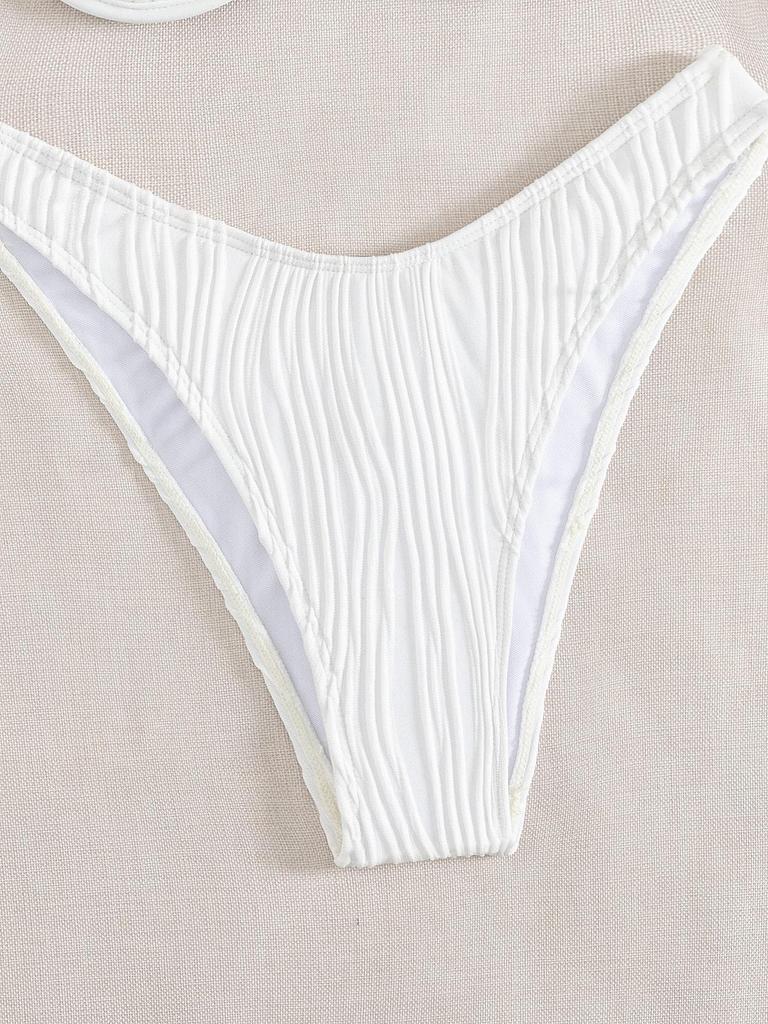 White One-Shoulder Underwired Push-Up Hollow Bikini