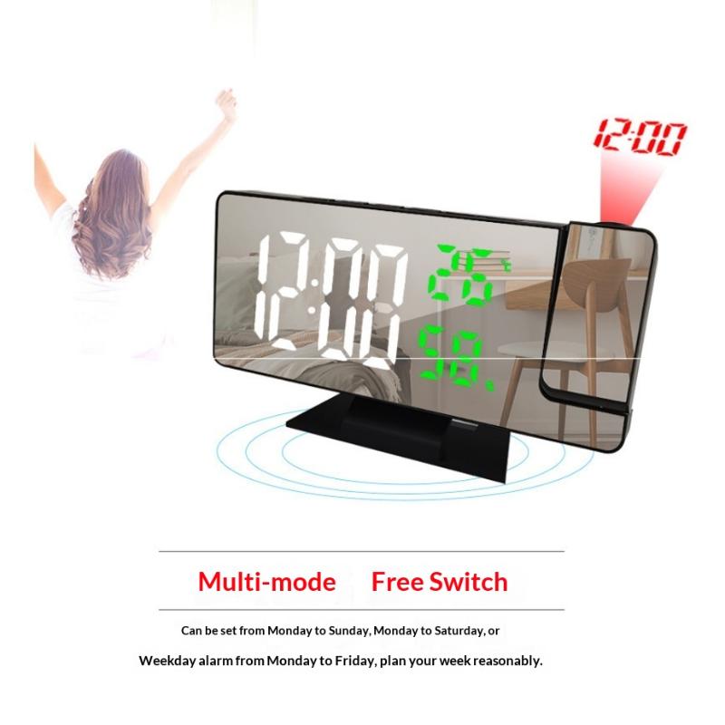 Led Digital Alarm Clock Projection Clock With 180°Rotatable Projector Mirror Large Screen Projection Clock For Home Office Table