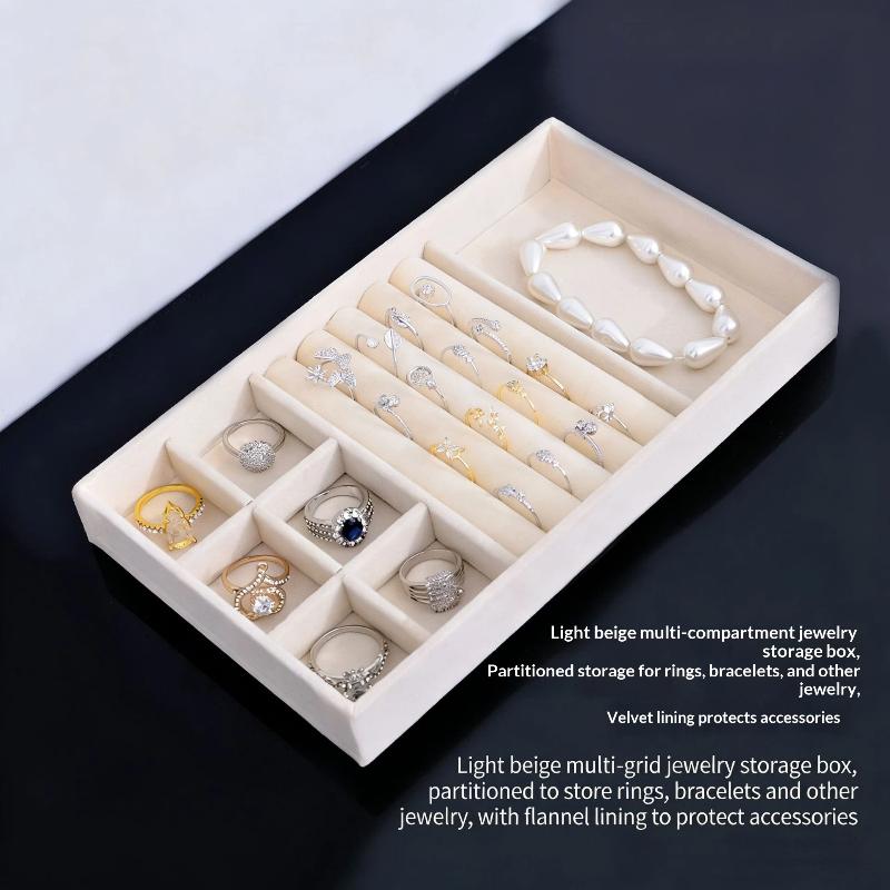 Flocking Jewelry Storage Box & Tray Set Space Saving 4/6/8Pcs for Organizing Rings Earrings Necklaces Vanity Drawer Use