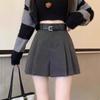 Women's Khaki Wool Pleated Shorts, High Waist, A-line, Loose Fit, Autumn/Winter 2025 Collection