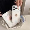 Korean Style Blue Floral 3D Little Bear Compatible Phone Case for iPhone 17/16 Pro Max/15 Pro