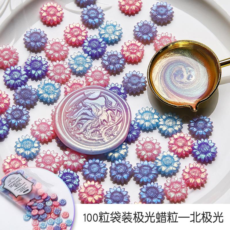 100Pcs/bag Sunflower Enamel Wax Particles Translucent Color DIY Invitation Envelope Seal Full Set of Wax Making Materials