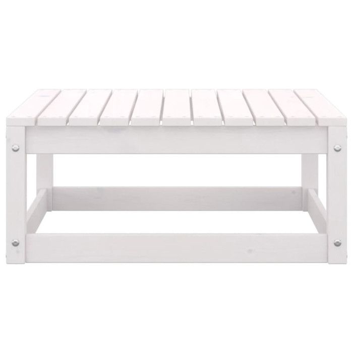 Repose-pied de jardin en bois de pin massif avec coussin - vidaXL - Blanc - Style campagne