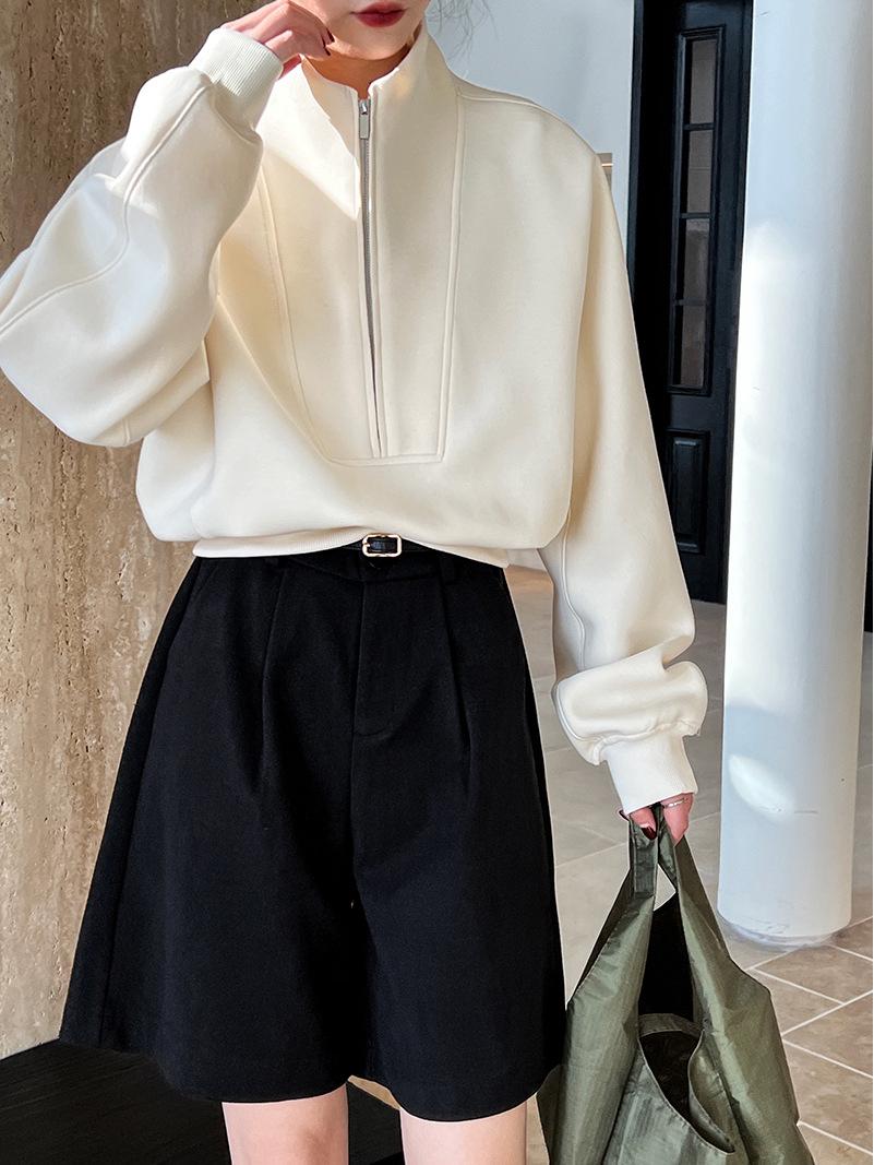 

Женская толстовка Luxi High-End Half-Zip – весна 2024 года, корейский повседневный спортивный топ с высокой талией M (Model Size)