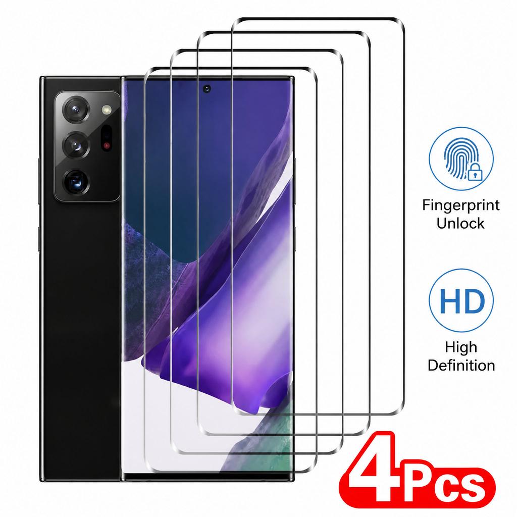 4Pcs Full Cover Tempered Glass For Samsung Galaxy S26 Ultra S25 S24 S23 S22 S21 S20 Ultra Plus FE Note 20 Screen Protector 9H Glass Film Case Friendly