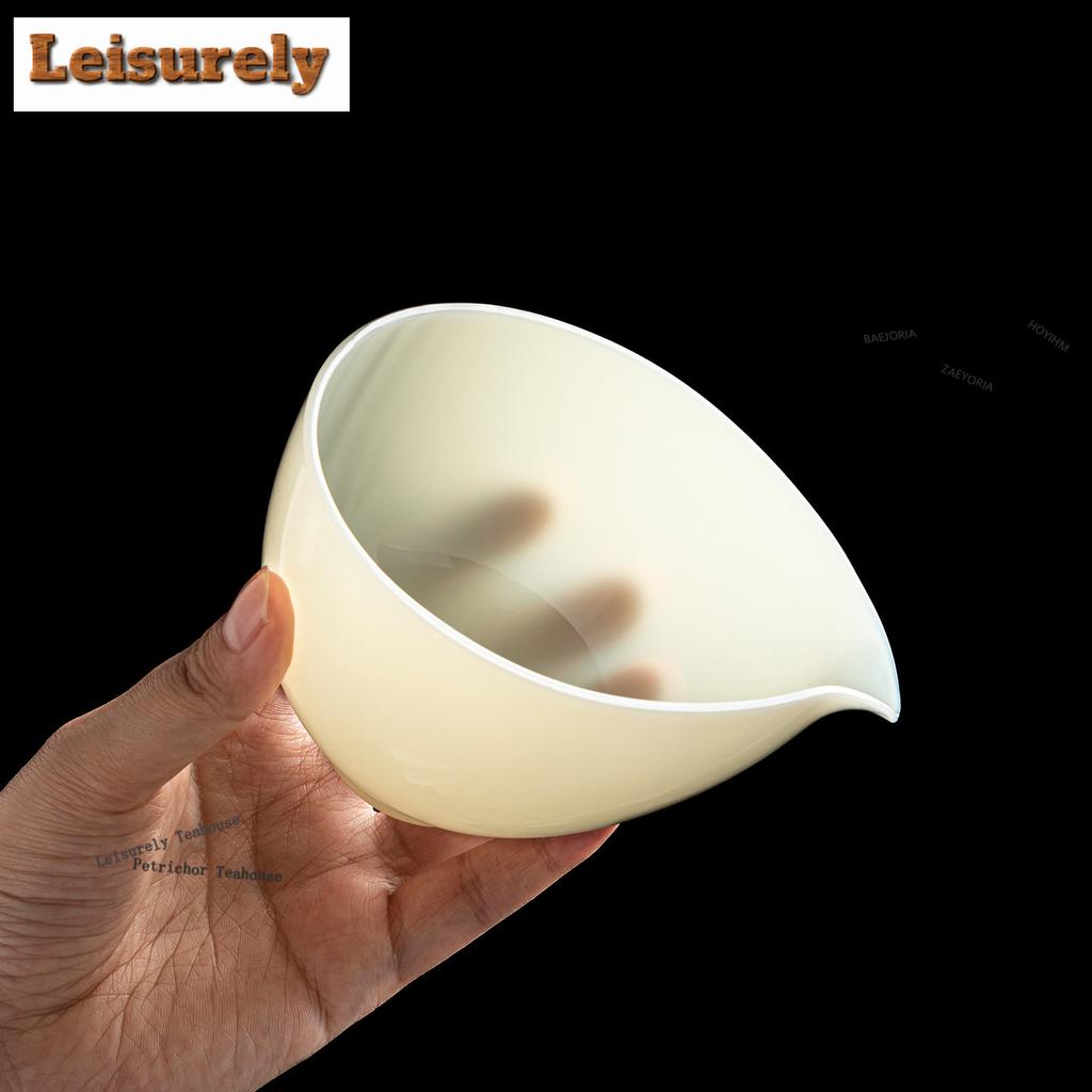 HOYIHM Frost Moon White Ice Jade Glass Tea Pitcher Divide Tea Cha Hai Dispenser Justice Cup Fair Mug Teaset Ornaments Supplies
