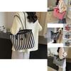 Chic Fashionable Striped Canvas Tote Bag 2024 New Large Capacity Handbag For Women