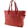 Chanel Tote TGM Tote Bag A15826 New Travel Line Red Nylon Canvas Women Used