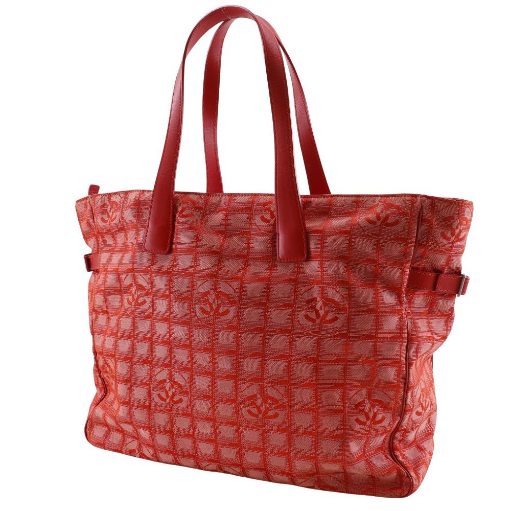 Chanel Tote TGM Tote Bag A15826 New Travel Line Red Nylon Canvas Women Used