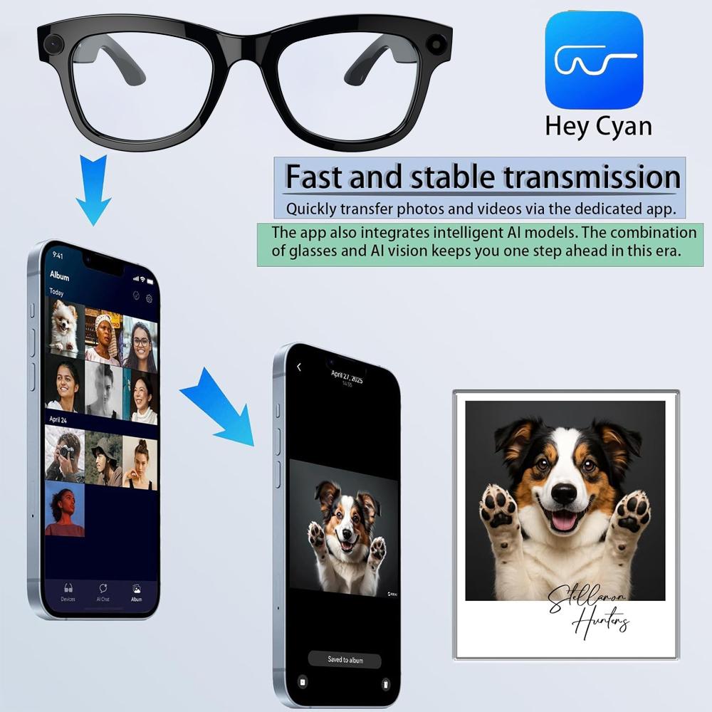 New Smart Glasses with AI Translator 8MP Camera 4K HD Take Videos and Photo Sunglasses BT Call for Men Women Fashion Glasses Wireless Music Playback