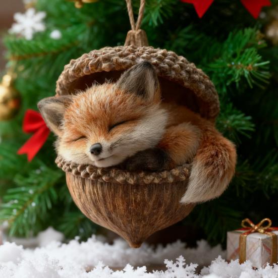 Ornements Gland Animaux de la Forêt Acrylique Pomme de Pin Animal Décoration d'Arbre de Noël Rustique sur le Thème de la Nature Décoration d'Intérieur pour les Amoureux des Animaux