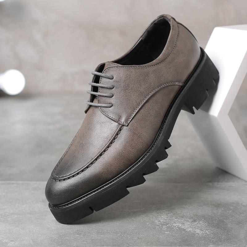 

Classic Men S Leather Shoe Autumn Men Business Dress Shoe British Comfort Casual Social Shoe Male Wedding Shoes JZ-5101 37 сірий колір