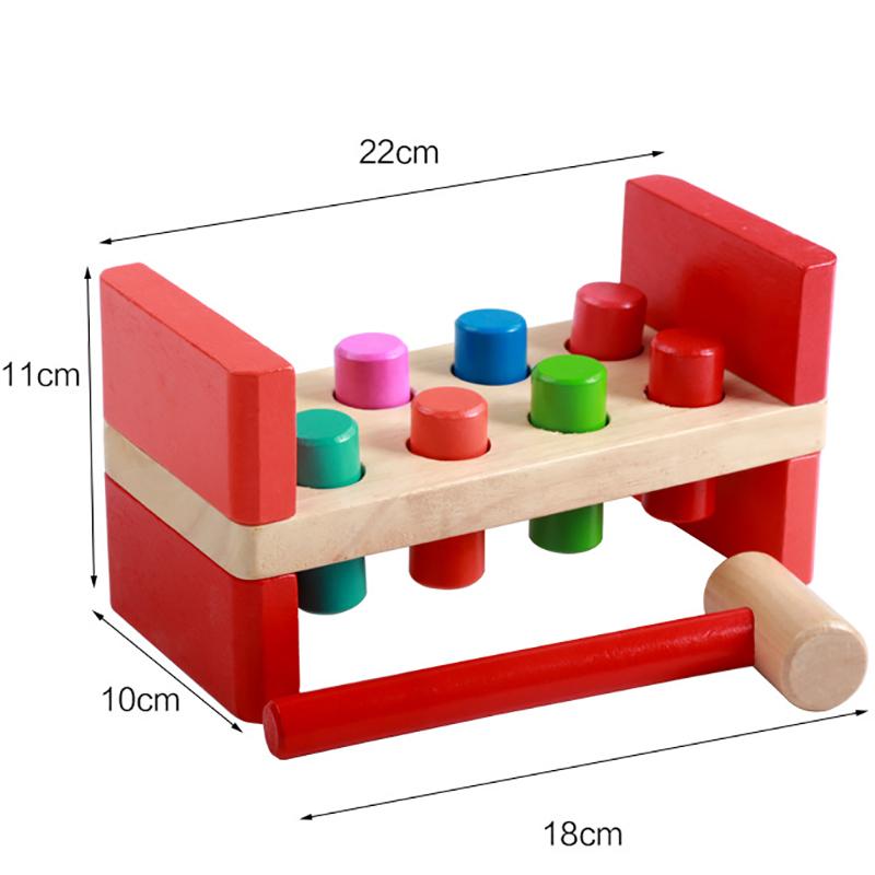 Montessori Wooden Hammer Toy Children Fine Motor Training Sensory Game Color Cognition Set Educational Toy For Autistic Children