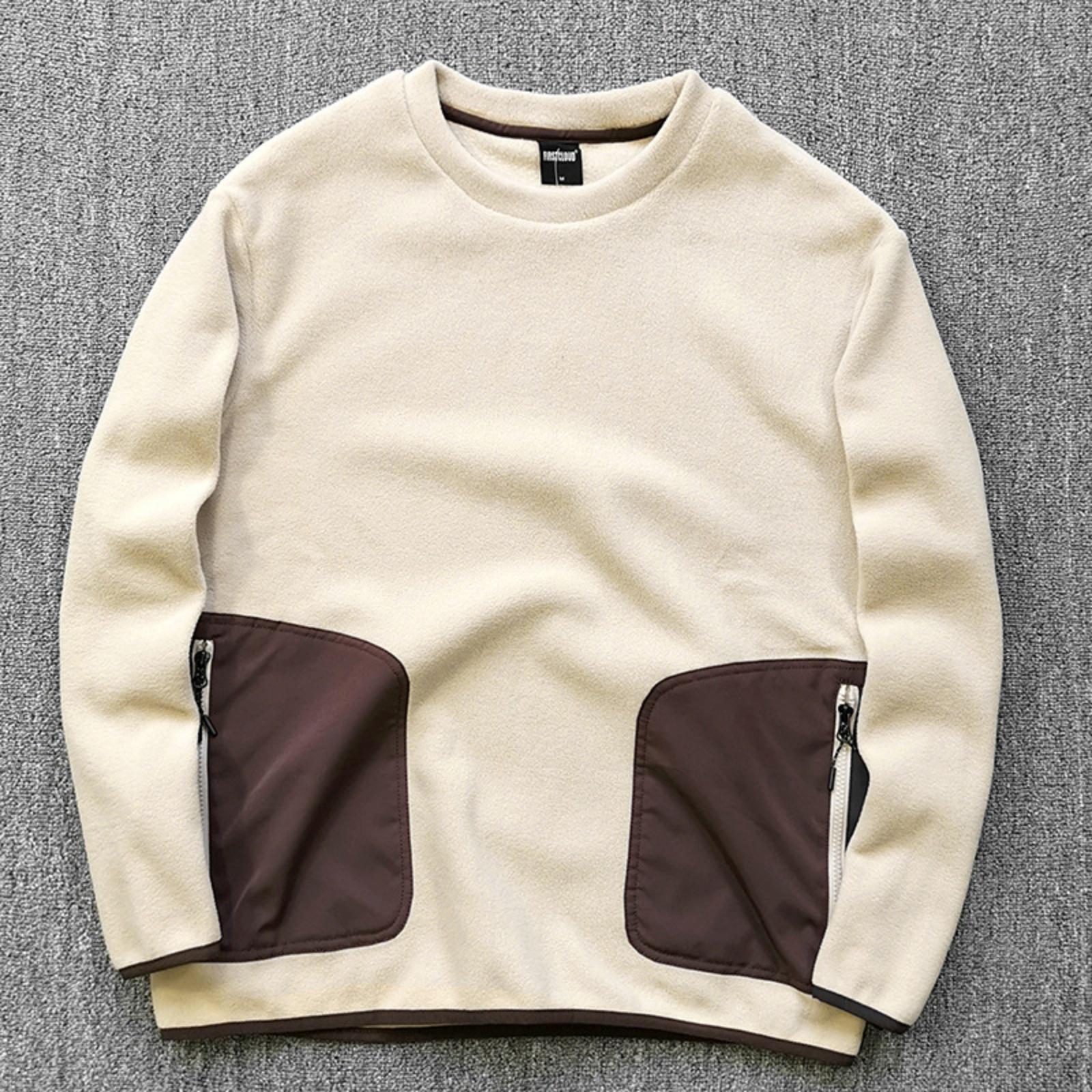 

Men s And Women s Casual Solid-color Super Soft Fleece Warm Pullover, Men s Color-blocking Pocket Casual Round-neck Sweatshirt XL хаки