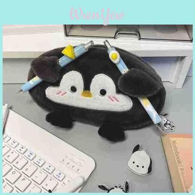 Penguin Pencil Case Plush Large Capacity Girls Stationery Storage Bag For Students