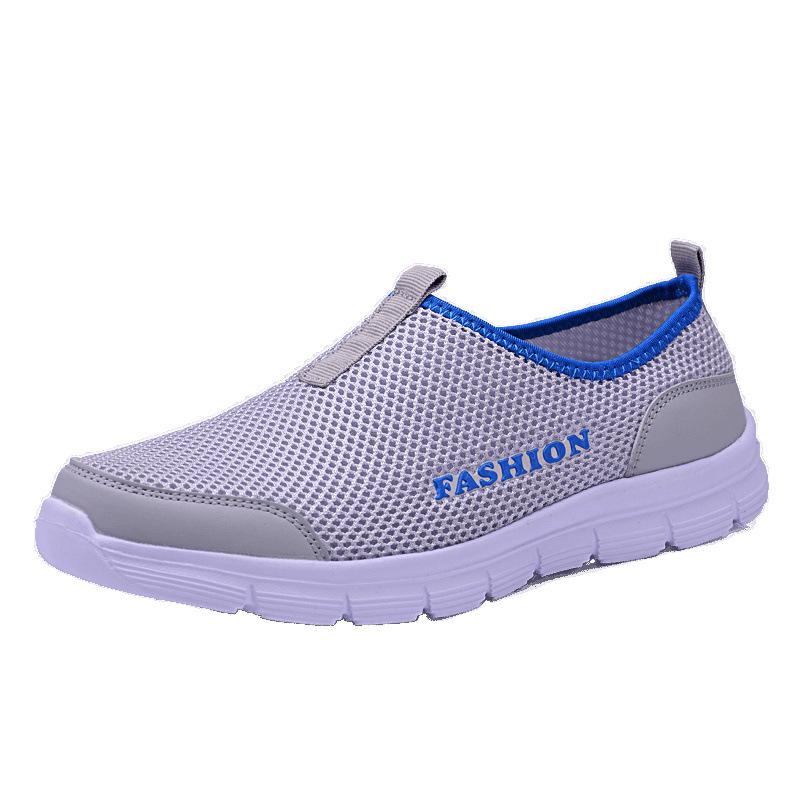 Large Size Summer Hollow Breathable Mesh Shoes Thick Sole Lightweight Casual Sports Shoes Lazy Shoes