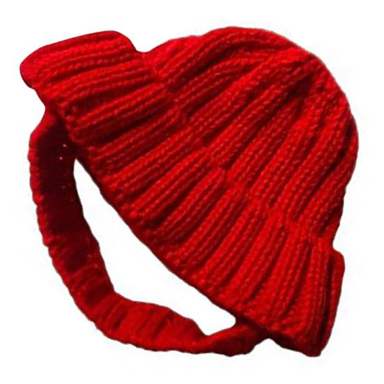 Red Knitted Dog Hat Winter Warm Pet Dog Hat Knit Yarn Cap