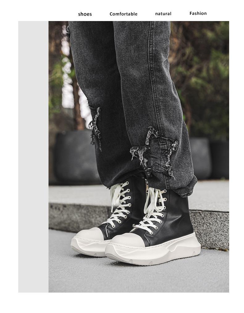 2025 Men's High-Top Thick-Soled Zipper Martin Boots - Fashionable and Versatile Autumn Footwear