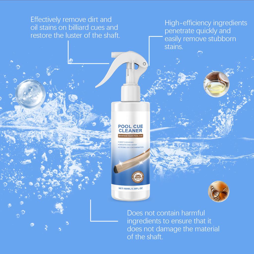 100ml Billiard Cue Stick Cleaner Shaft Conditioner Wood Pool Cue Polish Powerful Stain Removal Spray for Renovation