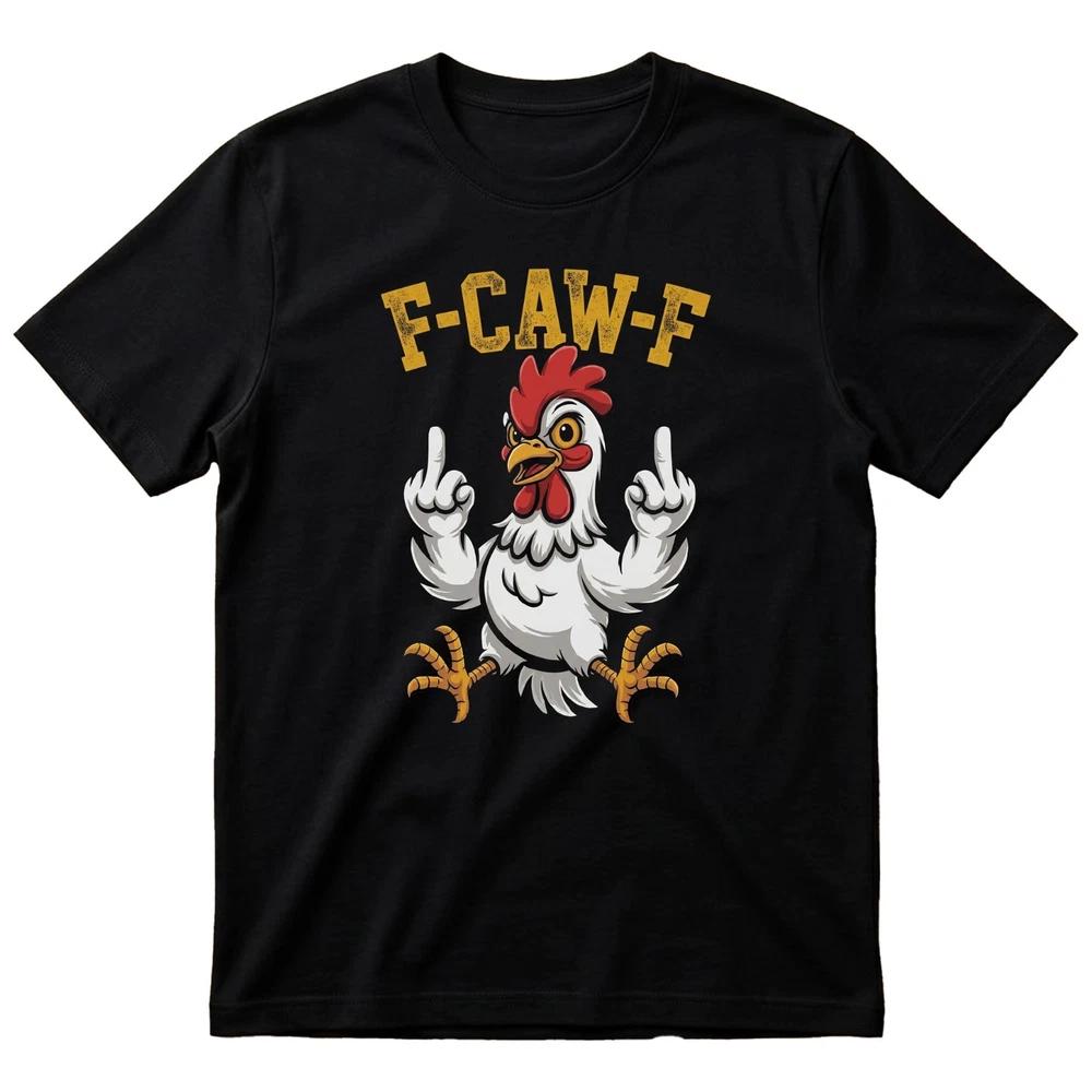 Sarcastic FCAWF Rooster TShirt Funny Screaming Chicken Fawk Off Meme Tee Gift S