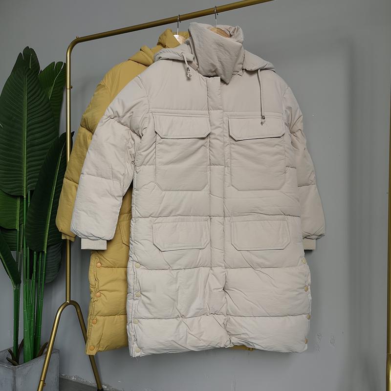 Women's Winter Solid Color Stand Collar Hooded Warm Chic Padded Jacket Coat Outwear