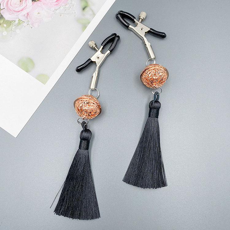 Tassel Palace: Wearable Nipple Clamps with Charms - Erotic SM Accessories for Women