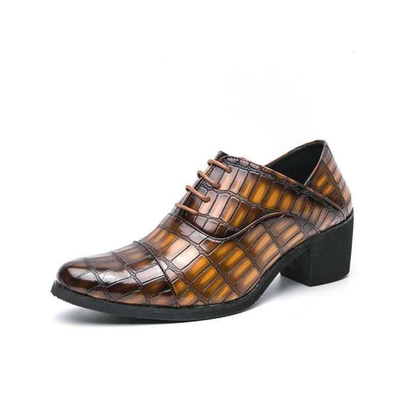 Британская мода крокодиловый узор повседневная кожаная обувь дышащий чехол для ног деловая остроносая кожаная обувь 39 коричневый
