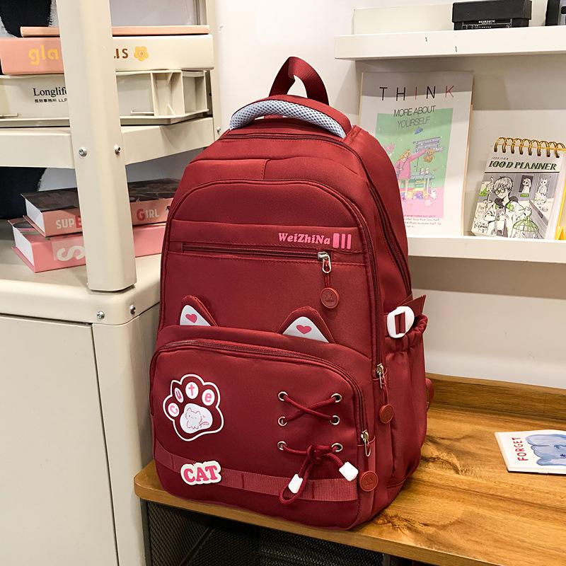 School Bag 2025 New Cute Ins Korean Version Large Capacity Junior High School Student School Bag Versatile Sweet Backpack Lightweight Backpack