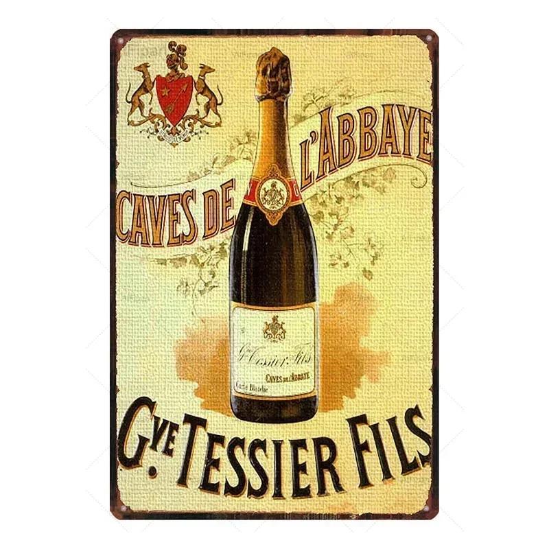 Metal Tin Morlant Reims Champagne Vintage French Posters Tin Sign Poster Wall Art Plaque Sign for Bar Coffee Office Wall Decor